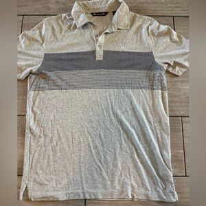 Travis Mathew Polo Shirt Mens  Short Sleeve Golf Performance Gray Striped Sz M